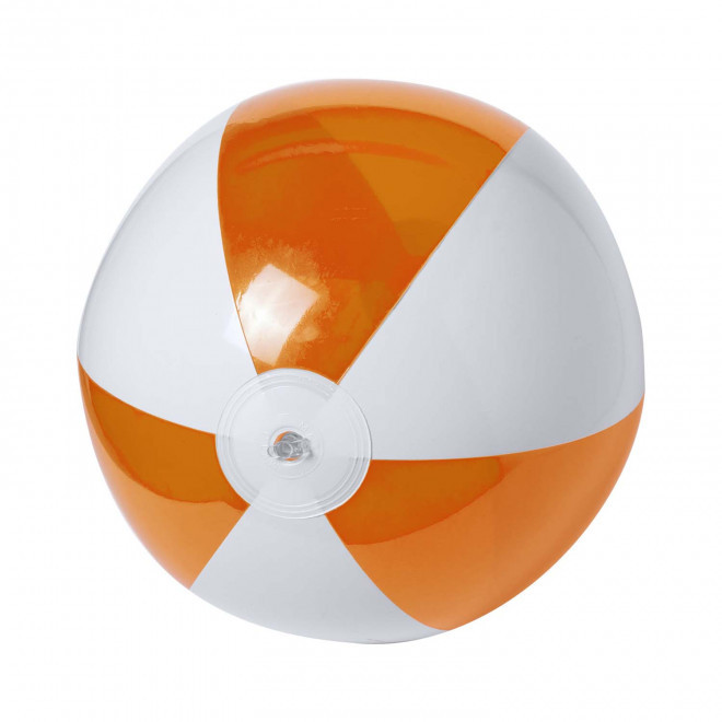 BALLON DE PLAGE PERSONNALISABLE 'PLAYA TRANSPARENT' - orange/blanc