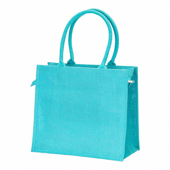 SAC EN JUTE PERSONNALISABLE AVEC FERMETURE 'KAS' - bleu clair