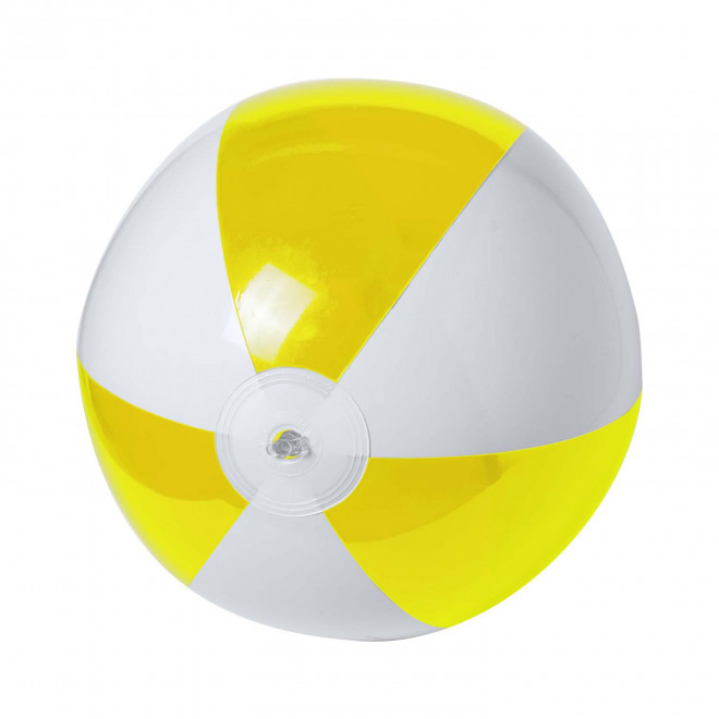 BALLON DE PLAGE PERSONNALISABLE 'PLAYA TRANSPARENT' - jaune/blanc