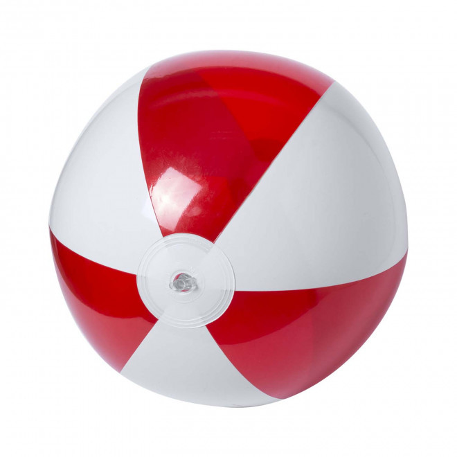 BALLON DE PLAGE PERSONNALISABLE 'PLAYA TRANSPARENT' - rouge/blanc