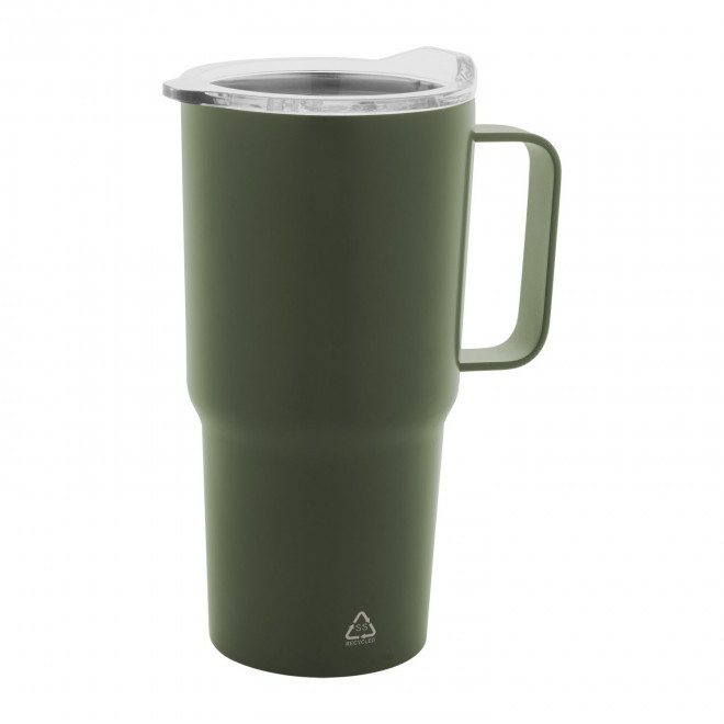 MUG ISOTHERME PERSONNALISE EN ACIER 600ML 'TENDENZI INOX' - kaki
