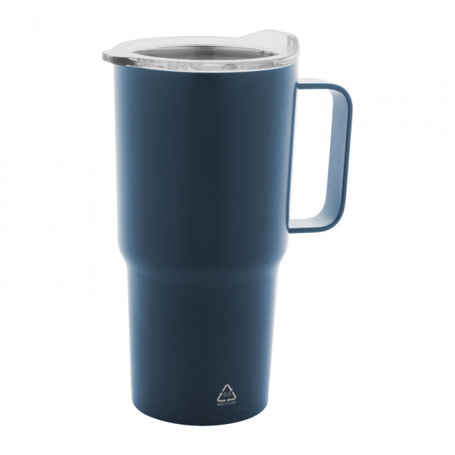 MUG ISOTHERME PERSONNALISE EN ACIER 600ML 'TENDENZI INOX' - bleu foncé