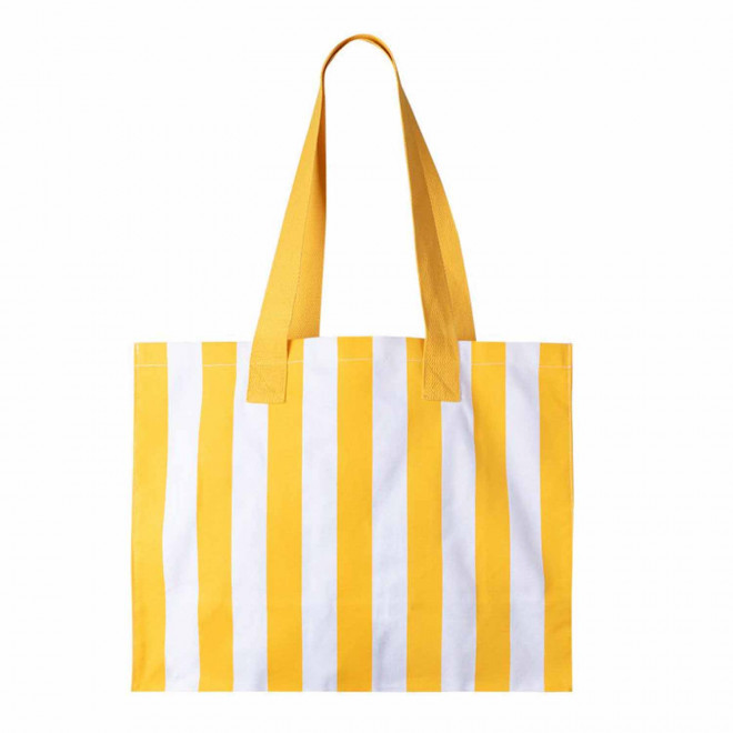 CABAS COTON RECYCLE RAYE PERSONNALISABLE 'SAO' - jaune