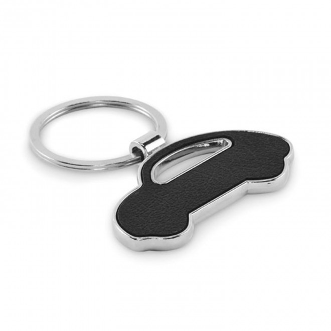 PORTE CLE EN PU RECYCLE PERSONNALISE 'ANGELOS VOITURE' - noir