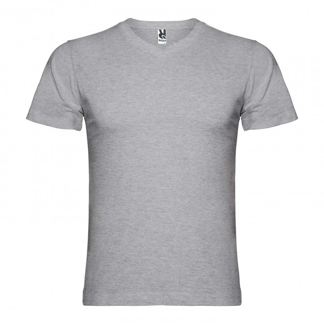 TEE-SHIRT COL V HOMME COULEUR PERSONNALISABLE 'SAMOYEDO' - gris chiné
