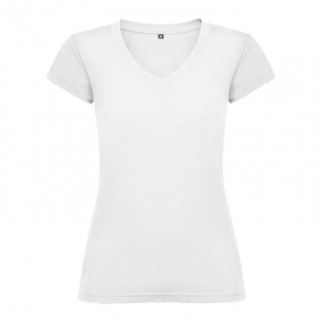 TEE-SHIRT COL V FEMME BLANC PERSONNALISABLE 'VICTORIA' - blanc