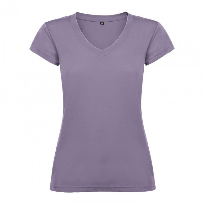 TEE-SHIRT COL V FEMME COULEUR PERSONNALISABLE 'VICTORIA' - lavande