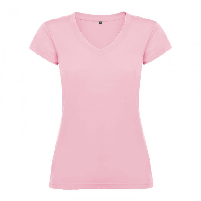 TEE-SHIRT COL V FEMME COULEUR PERSONNALISABLE 'VICTORIA' - rose clair