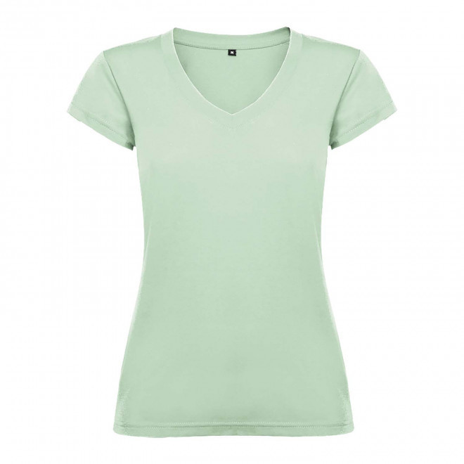 TEE-SHIRT COL V FEMME COULEUR PERSONNALISABLE 'VICTORIA' - vert menthe