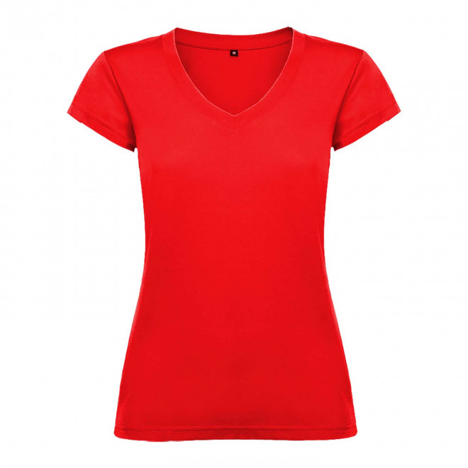 TEE-SHIRT COL V FEMME COULEUR PERSONNALISABLE 'VICTORIA' - rouge
