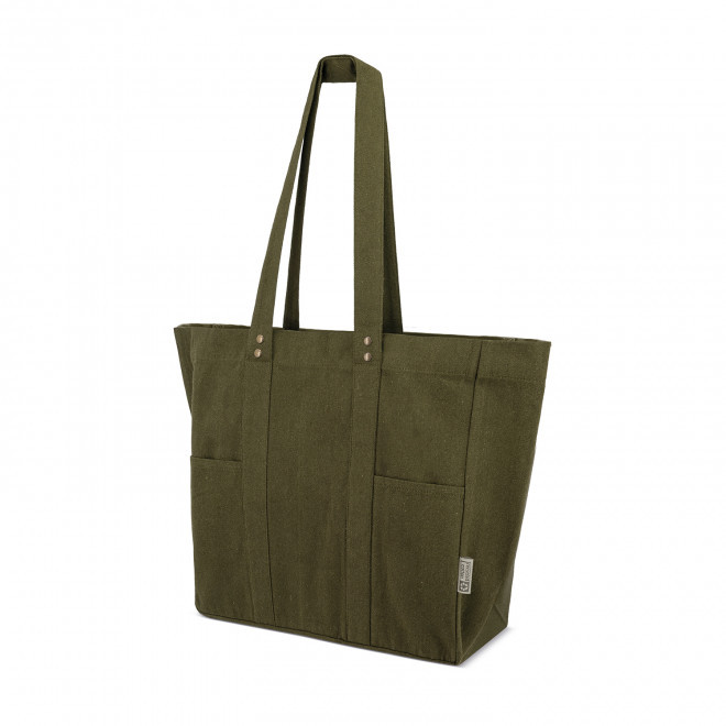 CABAS EN COTON AVEC POCHE PERSONNALISE 'ALMINOS' - vert