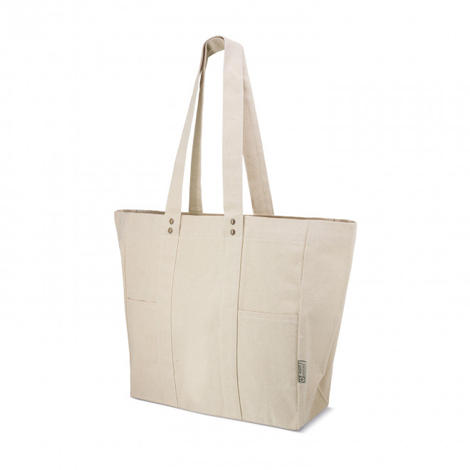 CABAS EN COTON AVEC POCHE PERSONNALISE 'ALMINOS' - beige