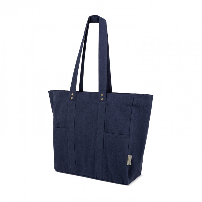 CABAS EN COTON AVEC POCHE PERSONNALISE 'ALMINOS' - bleu marine