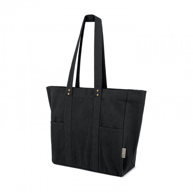 CABAS EN COTON AVEC POCHE PERSONNALISE 'ALMINOS' - noir