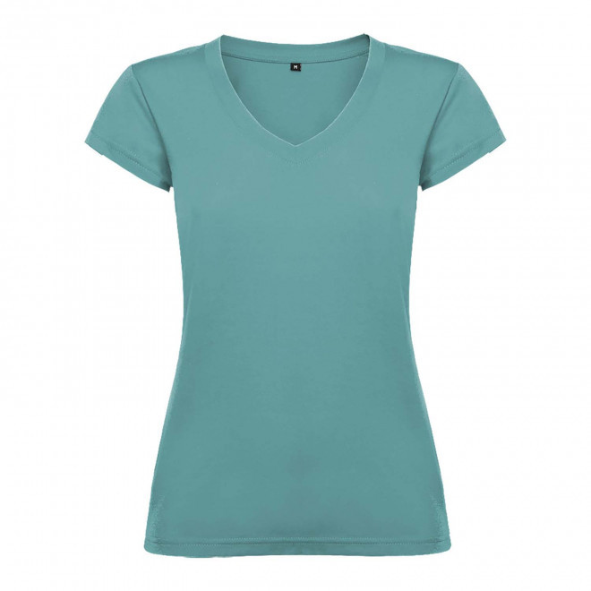 TEE-SHIRT COL V FEMME COULEUR PERSONNALISABLE 'VICTORIA' - turquoise