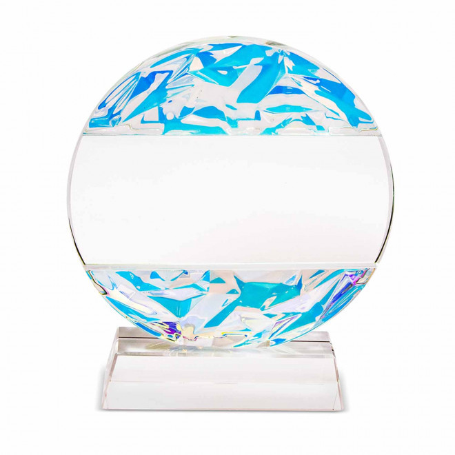 TROPHEE PERSONNALISABLE EN VERRE 'WAHOU ROND' - transparent