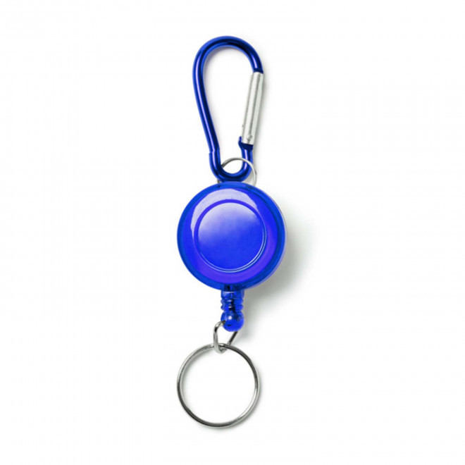 PORTE BADGE DEROULEUR PUBLICITAIRE 'SHAKI MOUSQUETON' - bleu