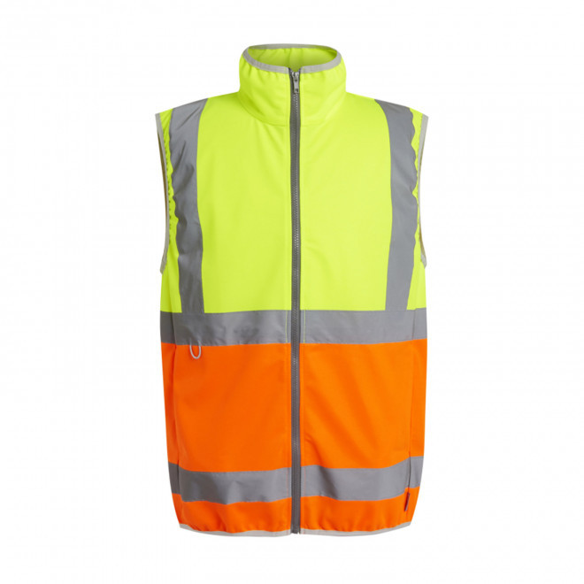 BODYWARMER HAUTE VISIBILITE PERSONNALISABLE 'PRO FULL ZIP' - jaune fluo/orange fluo