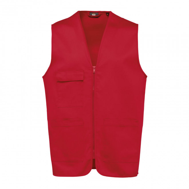 GILET DE TRAVAIL MIXTE PERSONNALISE 'PRACTO' - rouge