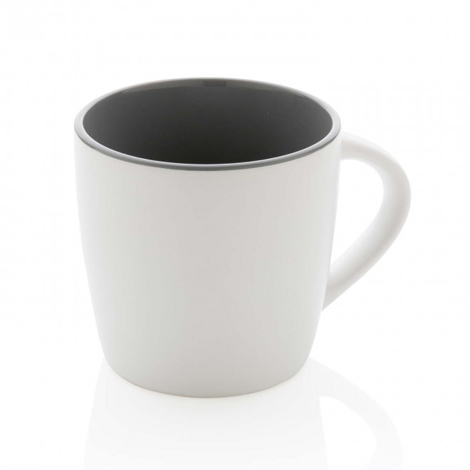 MUG CERAMIQUE BI COLOR 300ML PERSONNALISABLE 'MASHOW' - blanc/gris