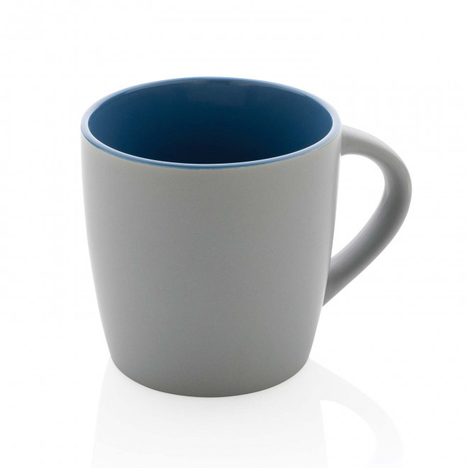 MUG CERAMIQUE BI COLOR 300ML PERSONNALISABLE 'MASHOW' - gris/bleu