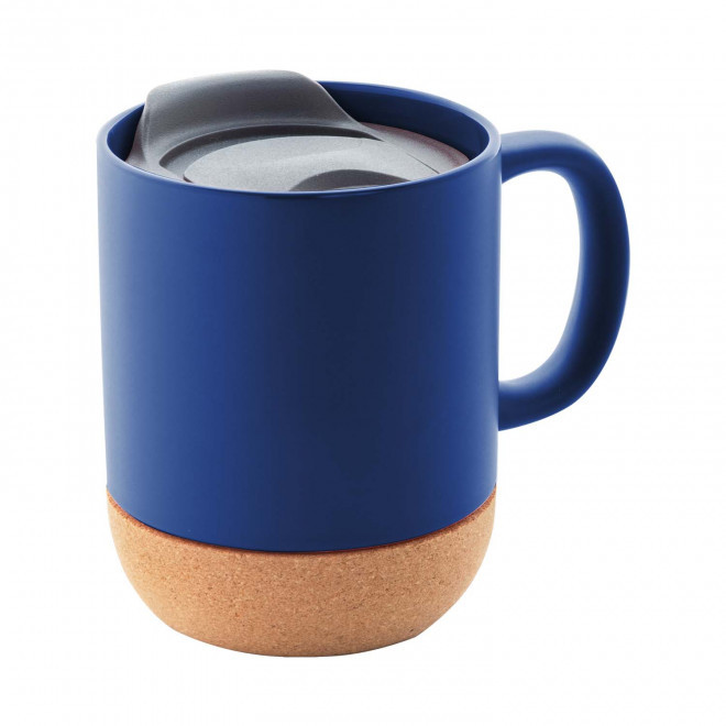 MUG EN CÉRAMIQUE ET LIÈGE PERSONNALISABLE 'ODIA COUVERCLE' - bleu