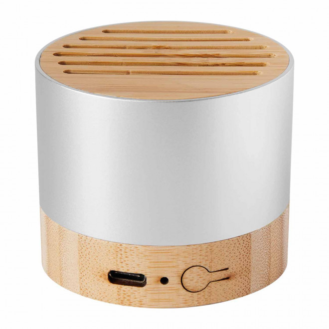 MINI ENCEINTE PERSONNALISABLE 'ELEG ALU BAMBOU' - argente