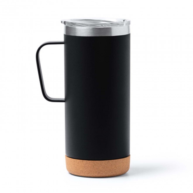 MUG ISOTHERME RECYCLE PERSONNALISABLE 'MAFLOW POIGNEE COLOR' - noir