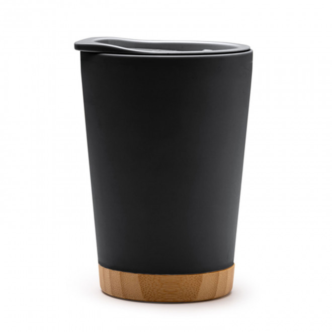MUG ISOTHERME BAMBOU 290ML PERSONNALISABLE 'SAPIA RECYCLE' - noir