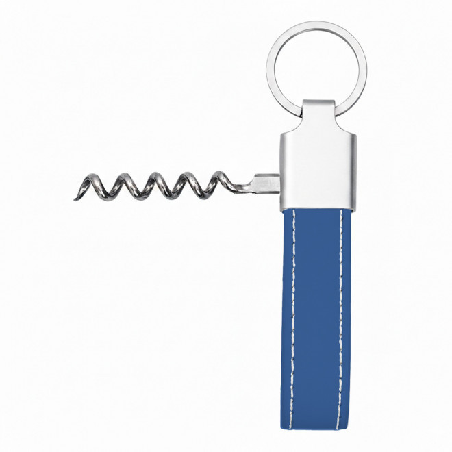 PORTE CLES TIRE BOUCHON EN PU PERSONNALISE 'POTI VIN' - bleu royal