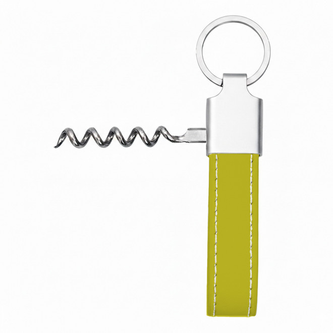 PORTE CLES TIRE BOUCHON EN PU PERSONNALISE 'POTI VIN' - jaune
