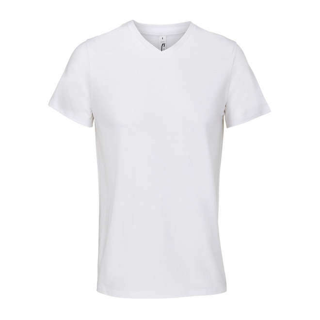 T-SHIRT COL V PERSONNALISÉ UNISEXE 150G 'REGENT V BLANC' - blanc