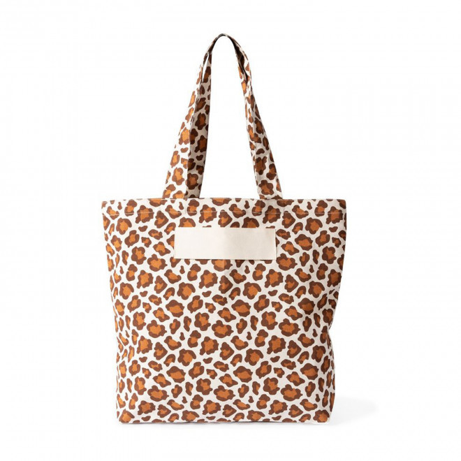 TOTE BAG SOUFFLET LEOPARD PERSONNALISE 'SALESSE' - marron