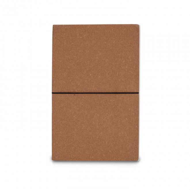 CARNET PERSONNALISABLE CUIR RECYCLE 'VIREO ELASTIQUE' - marron clair