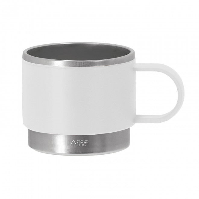 MUG PERSONNALISE EN ACIER RECYCLE 140ML 'BLUYVO' - blanc