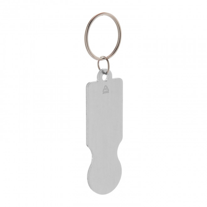 PORTE-CLES PERSONNALISE EN ALU RECYCLE 'PLAKI COIN' - argente