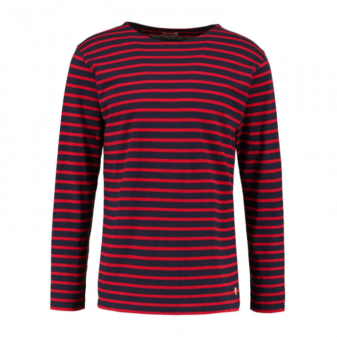 TEE-SHIRT FEMME MARINIERE PERSONNALISE 'PLOZEVET' - noir/rouge