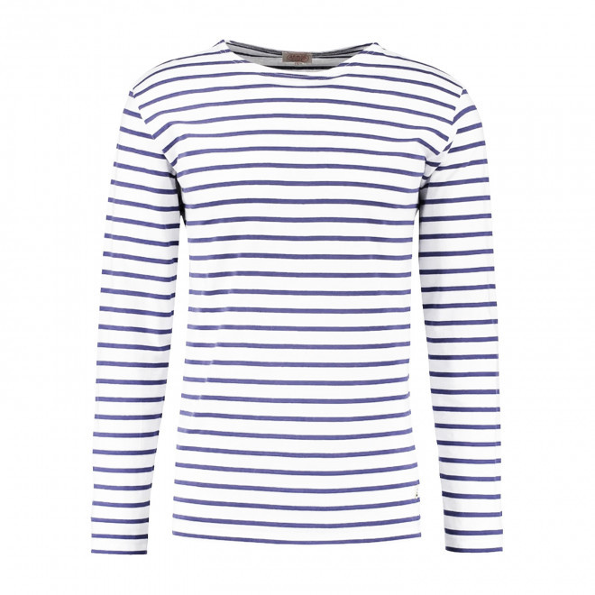 TEE-SHIRT FEMME MARINIERE PERSONNALISE 'PLOZEVET' - blanc/marine