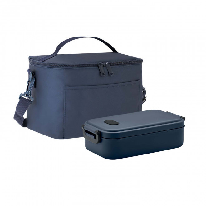 SET SAC ISOTHERME ET LUNCH BOX PERSONNALISABLE 'FITENO' - bleu marine
