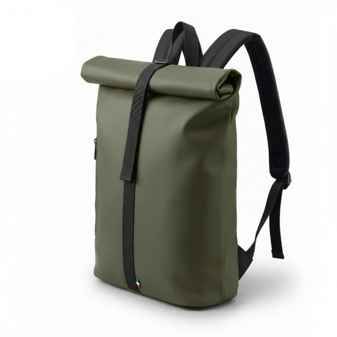 SAC A DOS PUBLICITAIRE EN PU ORIGINE FRANCE 'ANTHONY' - vert kaki