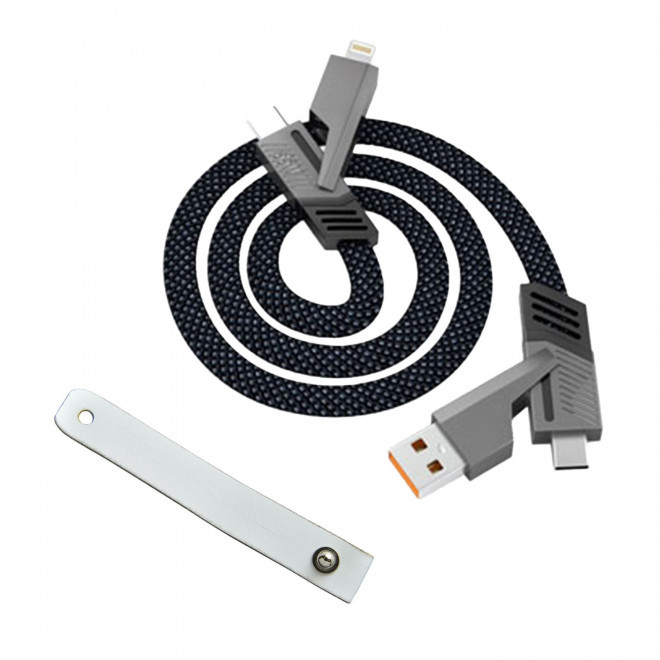 CABLE ET ATTACHE PERSONNALISABLE  'NEGMO' - noir/blanc