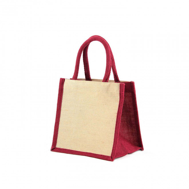 MINI SAC EN JUTE PERSONNALISABLE 'DUA COLOR' - bordeaux