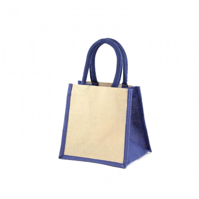 MINI SAC EN JUTE PERSONNALISABLE 'DUA COLOR' - bleu marine