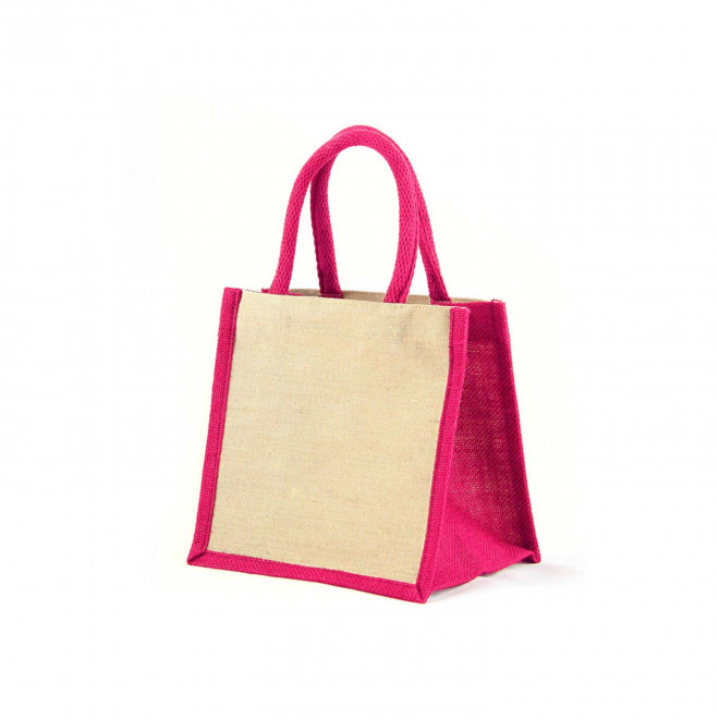 MINI SAC EN JUTE PERSONNALISABLE 'DUA COLOR' - fuchsia