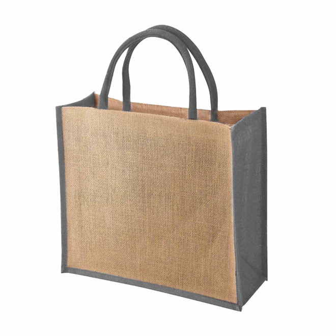SAC EN JUTE COLORE PERSONNALISABLE 'LEONE' - gris
