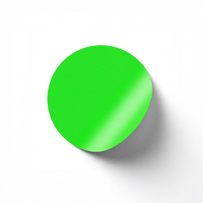 STICKER FLUO ROND PERSONNALISABLE 'KLISTER FLUO' 3CM - vert fluo