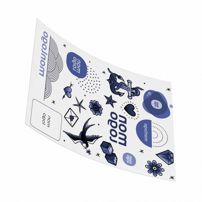 PLANCHE TATTOO BLEU REALISTE 19x28 PERSONNALISABLE 'MAORO' - bleu