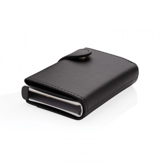PORTE CARTES ANTI RFID ALU ET PU PERSONNALISABLE 'SEEKO' - noir