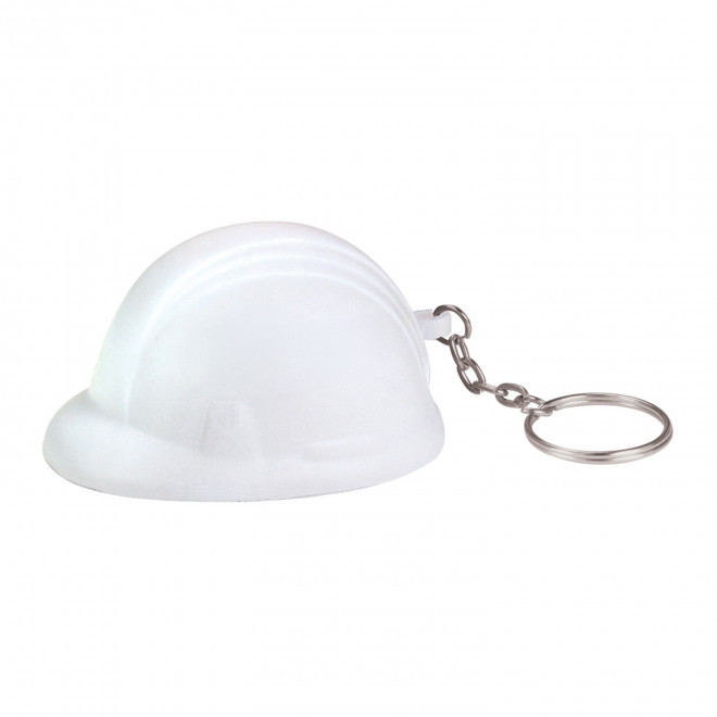 PORTE CLES PERSONNALISABLE ANTI STRESS CASQUE 'KASKI' - blanc