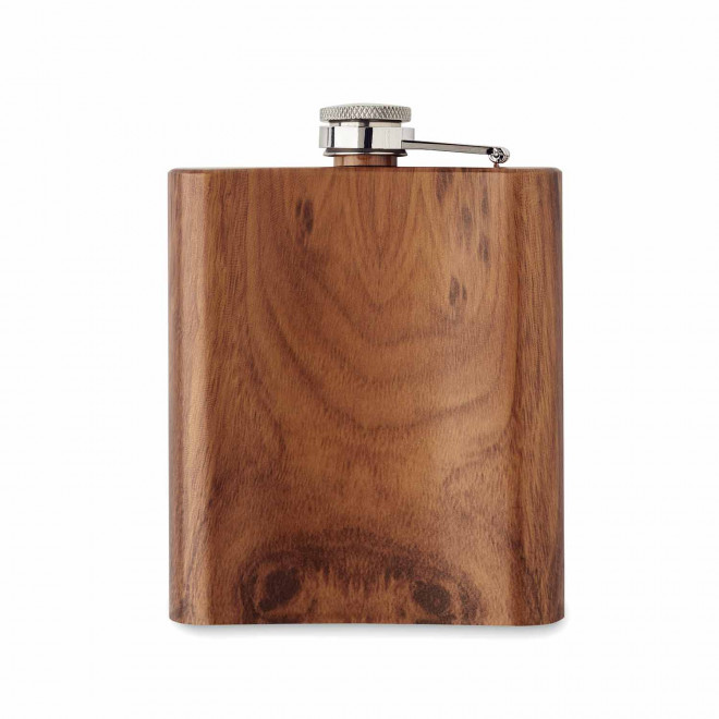 FLASQUE ASPECT BOIS 190ML PERSONNALISABLE 'GUDY DARKWOOD' - marron